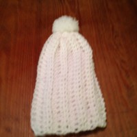 Chunky Slouchy Pom Pom Hat Hand crocheted teen and women  Blue  eb-26700914